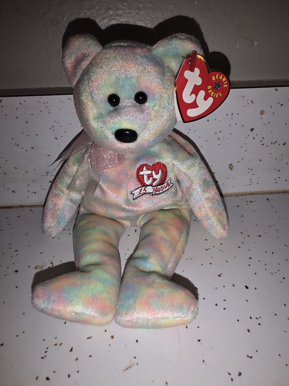 Ty Beanie Babies Pastel Tie-Dye Teddy Bear Plush - Multicolor Celebrate 2001 NWT